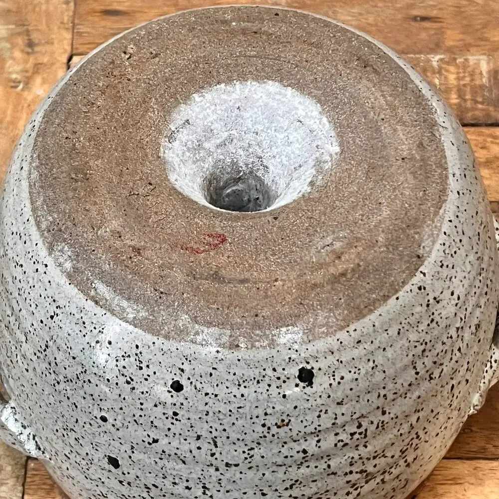 Stoneware Pottery Funnel Steamer Bundt Cake Bakeware Lidded & Handles